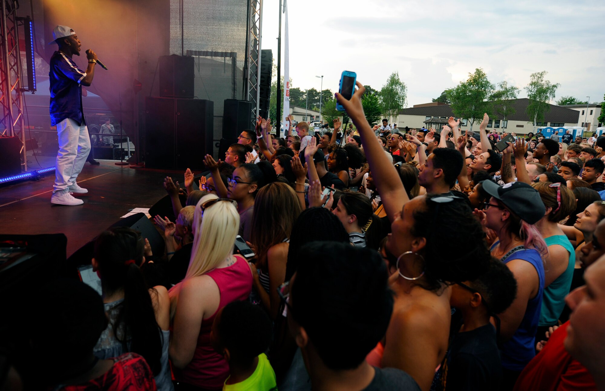 B.o.B, rapper and music producer, performs during a free concert at Ramstein Air Base, Germany, May 28, 2017. After the concert, the musical artist signed autographs and took photos during a meet and greet session with fans. (U.S. Air Force photo/Tech. Sgt. Sharida Jackson)