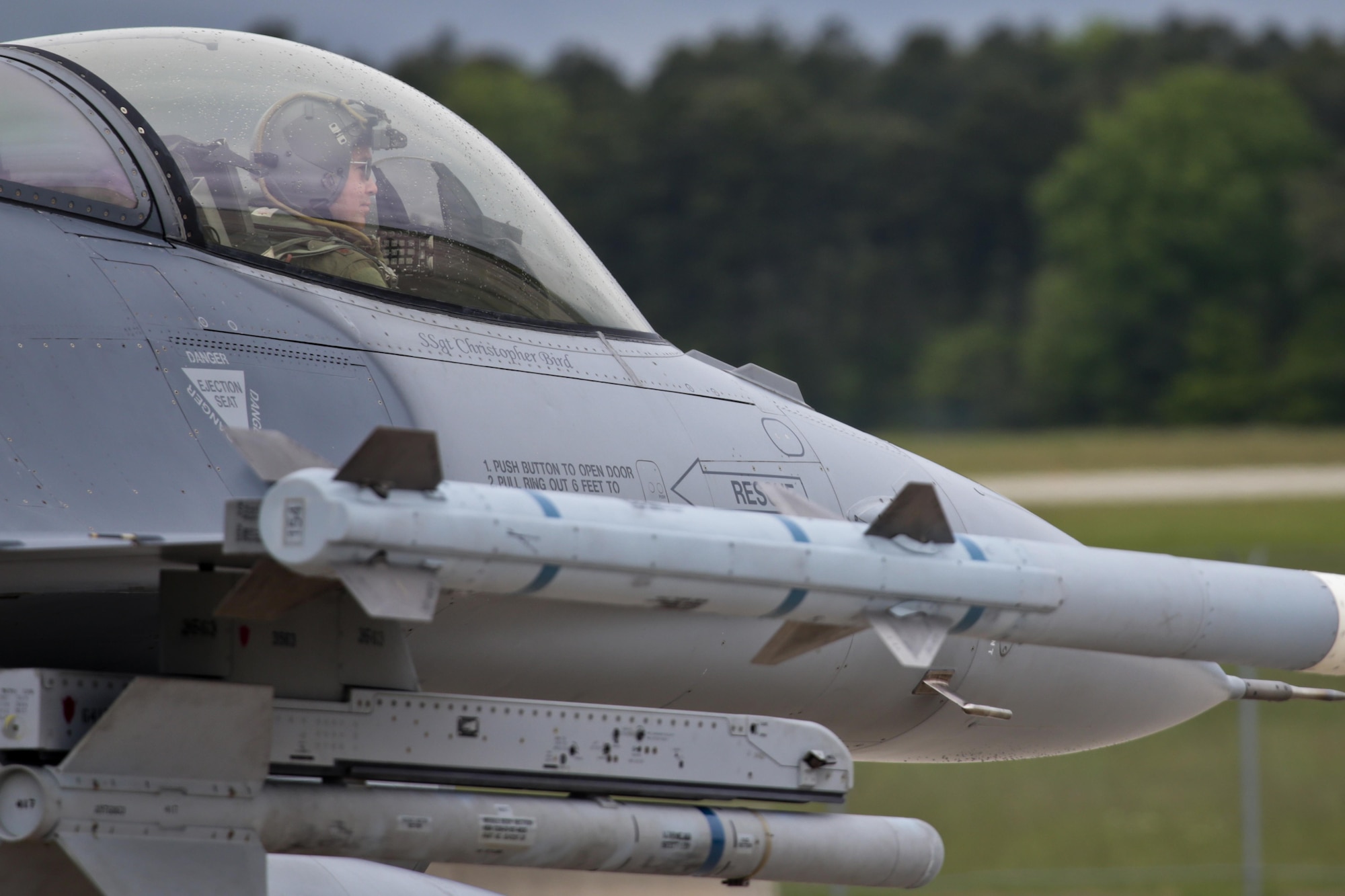 A New Jersey National Guard F-16C prepares for takeoff during a three-day Aeropsace Control Alert CrossTell live-fly training exercise at Atlantic City Air National Guard Base, N.J., May 24, 2017. Representatives from the Air National Guard fighter wings, Civil Air Patrol, and U.S. Coast Guard rotary-wing air intercept units will conduct daily sorties from May 23-25 to hone their skills with tactical-level air-intercept procedures. (U.S. Air National Guard photo by Master Sgt. Matt Hecht/Released)