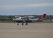 A Civil Air Patrol Cessna 182 taxis after a mission during a three-day Aeropsace Control Alert CrossTell live-fly training exercise at Atlantic City Air National Guard Base, N.J., May 24, 2017. Representatives from the Air National Guard fighter wings, Civil Air Patrol, and U.S. Coast Guard rotary-wing air intercept units will conduct daily sorties from May 23-25 to hone their skills with tactical-level air-intercept procedures. (U.S. Air National Guard photo by Master Sgt. Matt Hecht/Released)