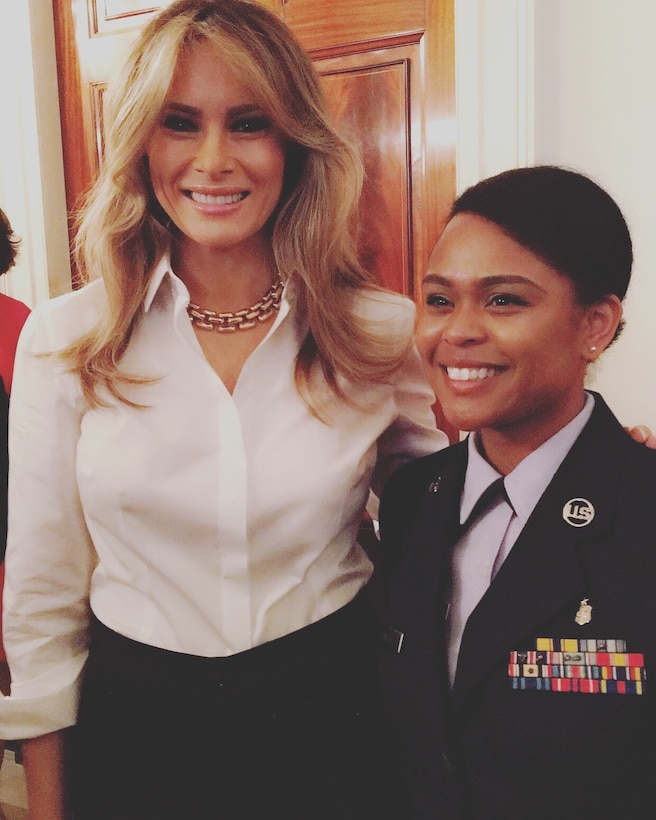 Tech. Sgt. Monique Banaay, Pentagon Flight Medicine Clinic, was selected to attend a Mothers' Day Tea at the White House, with President Trump and the First Lady, Melania Trump, on Friday, May 12. (Photo by Staff Sgt. Reyna Castro, Pentagon Flight Medicine Clinic)
