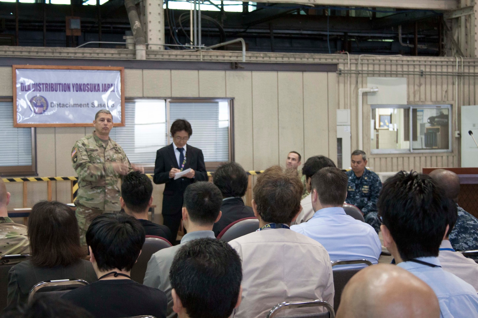 Brig. Gen. John S. Laskodi gave brief remarks to the DLA Distribution Sasebo workforce about what he’s focused on. Laskodi highlighted safety, audit readiness, mission command and modernization as his top priorities.