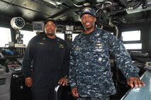 MANAMA, Bahrain (May 22, 2017) Lt. Joseph Brisco, a native of Vicksburg, Ms. and commanding officer the Cyclone-class coastal patrol ship (PC) USS Whirlwind (PC 11), stands inside his ship’s bridge. Whirlwind is one of 10 PCs forward deployed to Manama, Bahrain, whose mission is coastal patrol and interdiction surveillance. (U.S. Navy photo by Mass Communication Specialist 2nd Class Victoria Kinney)