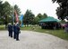 A Dover High School Air Force Junior Reserve Officer Training Corps colors detail presents colors during a Memorial Day commemoration May 29, 2017, at Sharon Hills Memorial Park in Dover, Del. The event also featured a performance by the Dover Police and Fire Pipes & Drums. (U.S. Air Force photo by Senior Airman Zachary Cacicia)