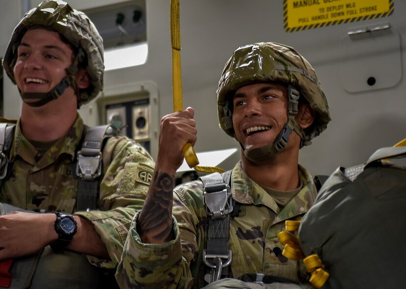 About 1,600 paratroopers from the 82nd Airborne Division packed 18 C-17 Globemaster IIIs from Joint Base Charleston, S.C. en-route to a a Fort Bragg, N.C. airdrop May 25.
 (U.S. Air Force Photo / Maj. Wayne Capps)