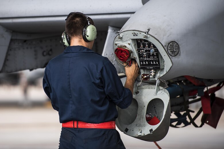 Aircraft from the 23d Wing conducted a surge exercise May 22, 2017, at Moody Air Force Base, Ga. The exercise was conducted in order to demonstrate the wing's ability to rapidly deploy combat ready forces across the globe. The 23d Wing maintains and operates A-10C Thunderbolt IIs, HH-60G Pave Hawks, and HC-130J Combat King II aircraft for precision attack, personnel recovery and combat support worldwide. (U.S. Air Force photo by Senior Airman Janiqua Robinson)