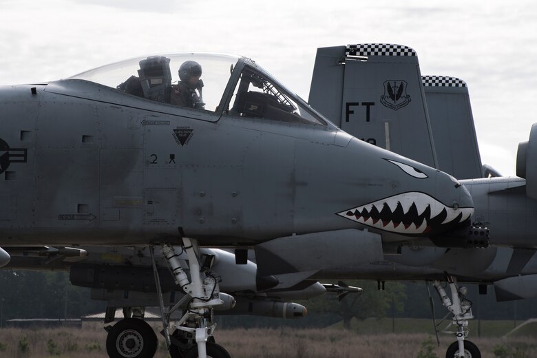 Aircraft from the 23d Wing conducted a surge exercise May 22, 2017, at Moody Air Force Base, Ga. The exercise was conducted in order to demonstrate the wing's ability to rapidly deploy combat ready forces across the globe. The 23d Wing maintains and operates A-10C Thunderbolt IIs, HH-60G Pave Hawks, and HC-130J Combat King II aircraft for precision attack, personnel recovery and combat support worldwide. (U.S. Air Force photo by Tech. Sgt. Zachary Wolf) 