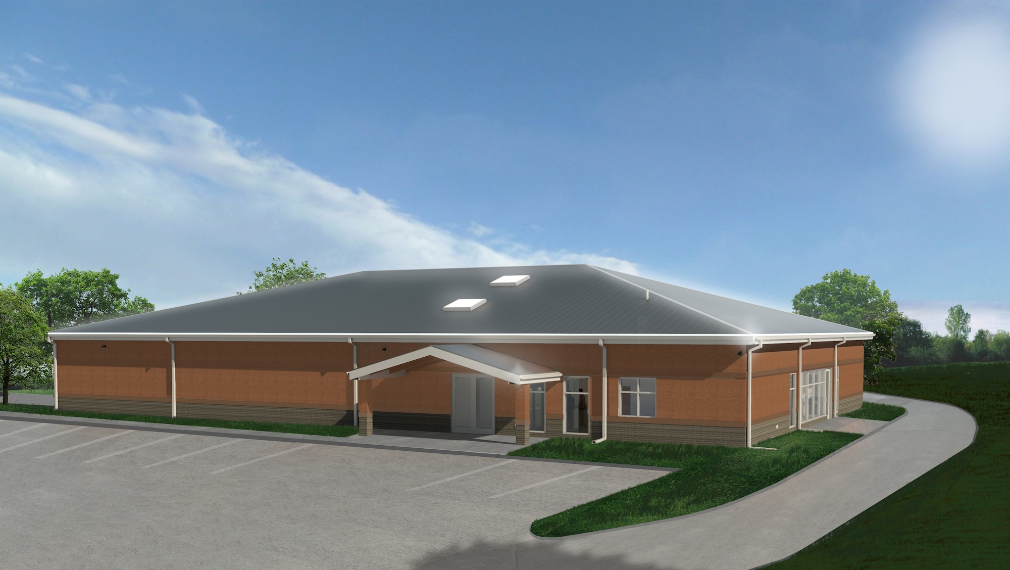 Artist rendering of the front of the Wright-Patterson satellite pharmacy. (Image courtesy of Leo A Daly/Butt Construction Company, Inc.)