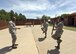 U.S. Air Force Senior Airman Tracey Bowen, 7th Bomb Wing Dyess Honor Guardsman, instructs Chief Master Sgts. Antonio Goldstrom, 7th Mission Support Group superintendent, and Michelle Browning, 7th Force Support Squadron superintendent, during a flag detail practice at Dyess Air Force Base, Texas, April 7, 2017. Both chiefs were taught rifle techniques, which are performed during a variety of Air Force ceremonies. (U.S. Air Force photo by Senior Airman Kedesha Pennant)
 
