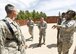 Dyess chiefs share a laugh with Dyess Honor Guardsmen after a flag detail practice at Dyess Air Force Base, Texas, April 7, 2017. The chiefs spent two days with the Dyess Honor Guard in order to learn the fundamentals of flag details. (U.S. Air Force photo by Senior Airman Kedesha Pennant)