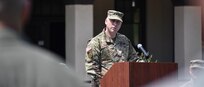 Maj. Gen. Patrick Reinert, 88th RSC commanding general, speaks during a ceremony to dedicate a plaque at Camp Dodge, Iowa on May 25, in honor of the 88th Infantry Division's beginning there in 1917. Command Sergeant Major Earl Rocca, 88th RSC command sergeant major, also attended the Iowa National Guard Command Retreat hosted by Maj. Gen. Timothy Orr, Adjutant General of the Iowa National Guard, and dedicated the plaque in honor of the Blue Devil's 100 years of serving our Nation.