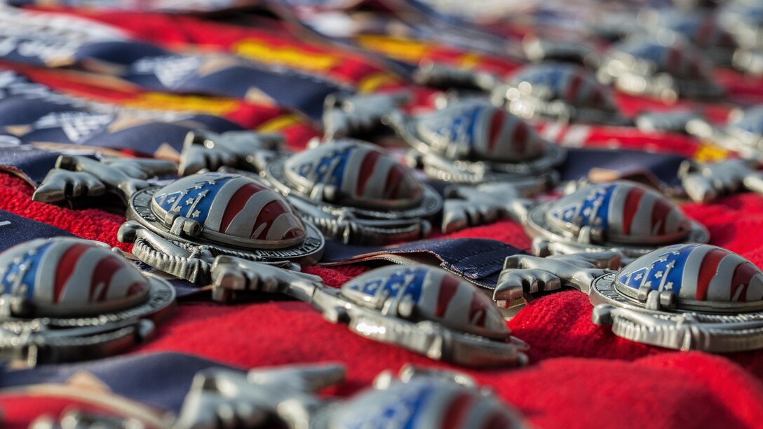 Runners that finished the 42nd Marine Corps Marathon Forward while in the Middle East Oct. 22, 2017 received the same medal as those running the 42nd Marine Corps Marathon in the United States. The Marine Corps Marathon is one of the largest marathons in the world and hosts the marathon in forward locations to allow deployed service members the opportunity to compete.