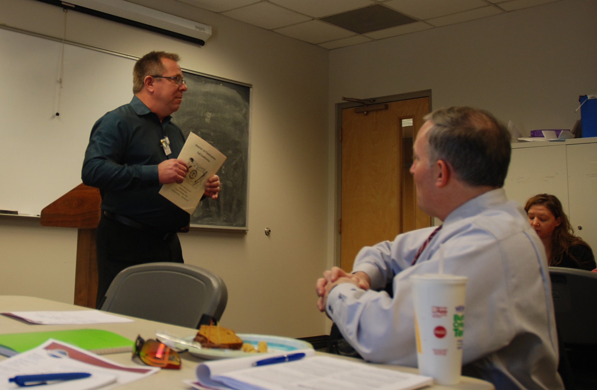 Bob Laborde, Peterson Toastmaster, gives a presentation to the club Oct. 24, 2017 at Peterson Air Force Base, Colorado. Laboarde was recognized as a Distinguished Toastmaster, the highest educational award in the organization. (U.S. Air Force photo by Dave Smith)