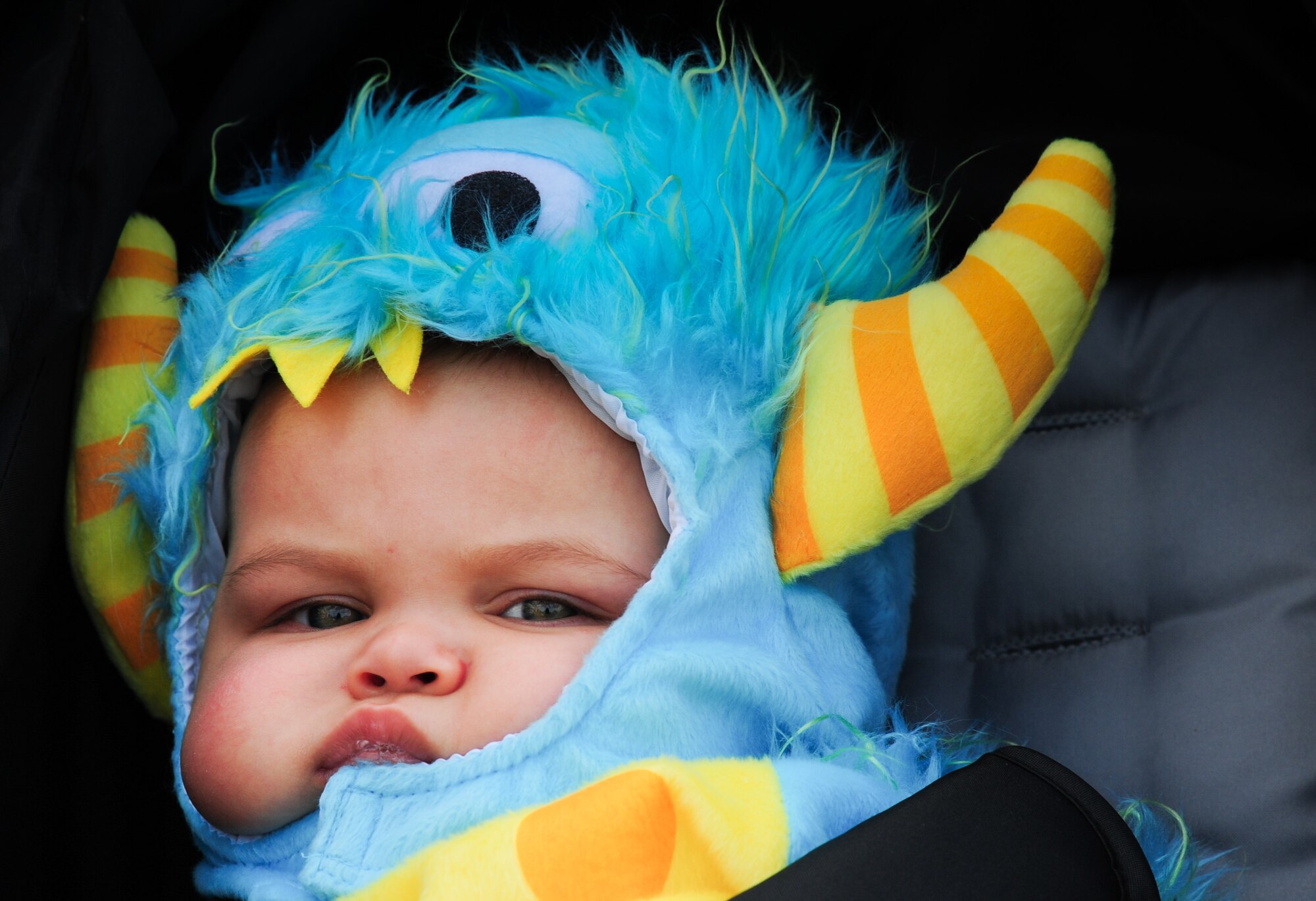 A “little monster” attends the 1st Fighter Wing’s Centennial Celebration Fall Festival at Joint Base Langley-Eustis, Va., Oct. 28, 2017.