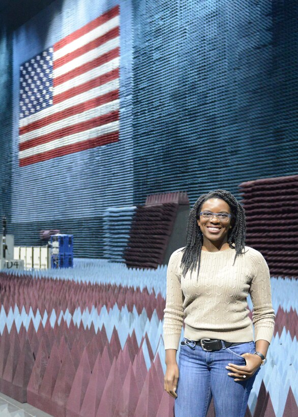 Amarachi Egbuziem works with the 772d Test Squadron, which oversees electronic warfare testing at the Benefield Anechoic Facility. “I knew I wanted to become an engineer when I was in the sixth grade. There was no other job where I could build and play with electronics all day. It was an easy choice. I knew about Edwards from a career fair at my school.” (U.S. Air Force photo by Kenji Thuloweit)