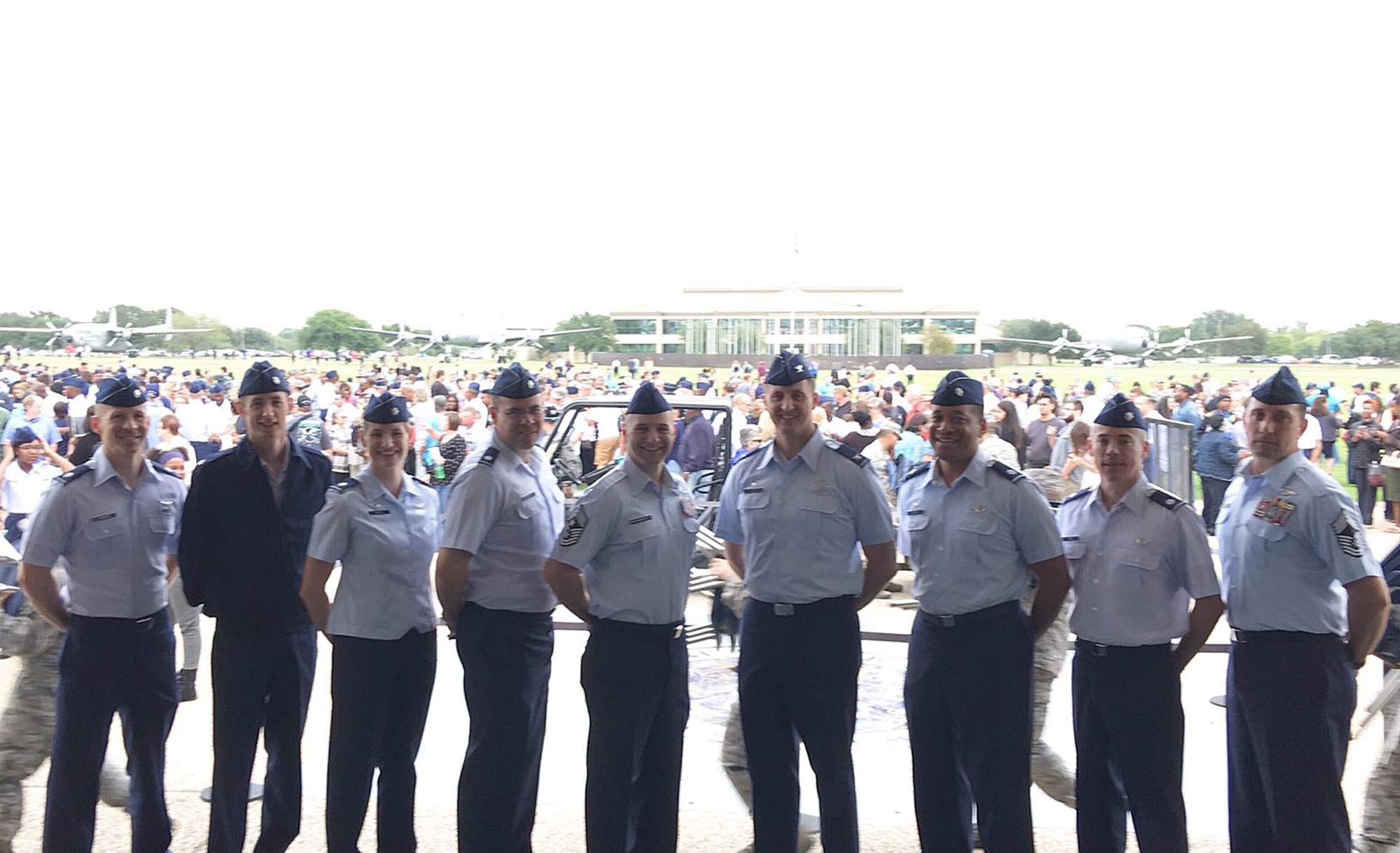 Col. Julian Cheater, 432nd Wing/432nd Air Expeditionary Wing commander, and select squadron commanders visited the United States Air Force graduating class of Basic Military Training Oct. 20, 2017, at Joint Base San Antonio, Texas. Leaders of the premier MQ-1 Predator and MQ-9 Reaper combat wing witnessed 700 trainees graduate to become the next generation of Airmen. (Courtesy Photo)