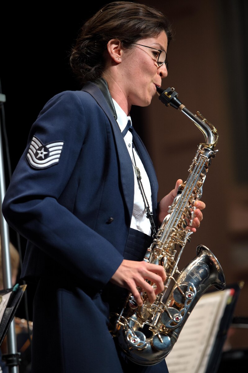 TSgt Carolyn Braus was a featured soloist with the concert band during the fall 2017 Tour (U.S. Air Force photo by CMSgt Bob Kamholz/Released)