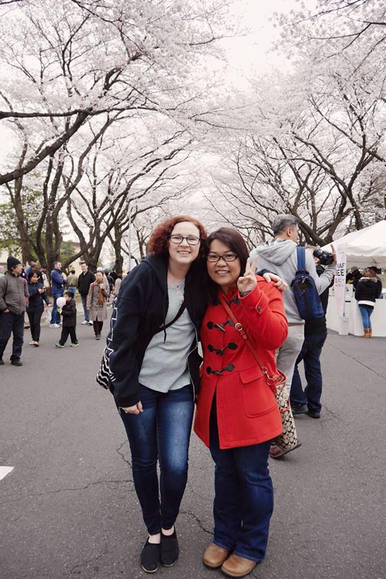 Senior Airman Margaret Merkling, 819th RED HORSE Squadron knowledge operator, left, and her friend Takako in Japan.