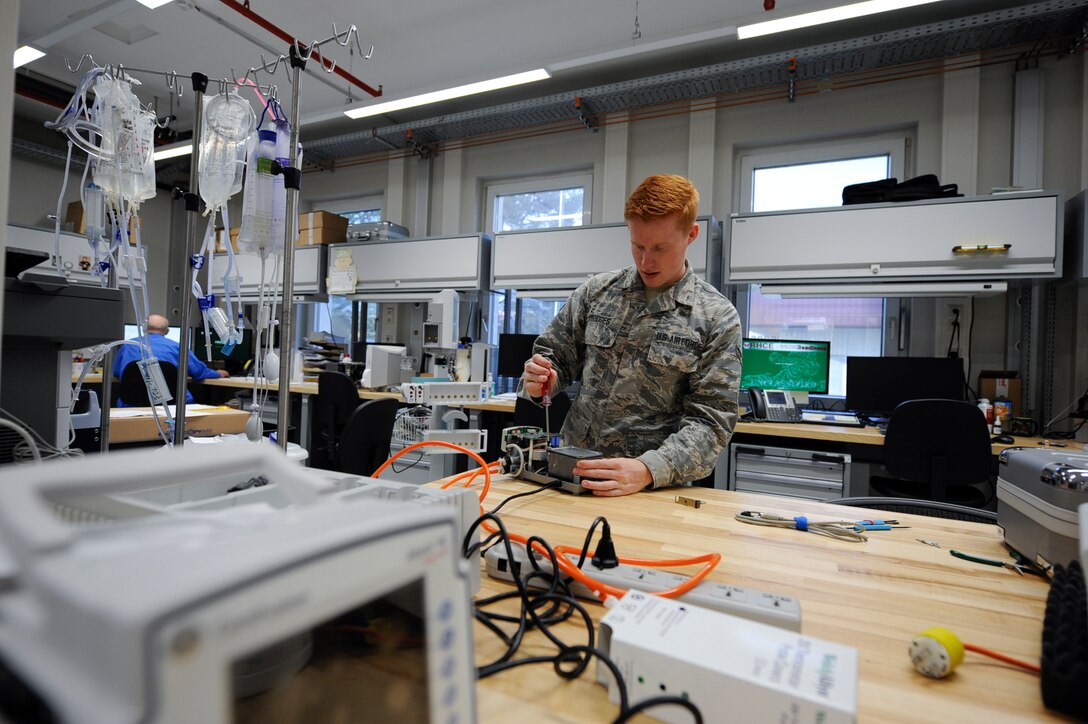 Biomedical equipment technician Airmen assigned to LRMC install, inspect, repair, calibrate, and modify biomedical equipment and support systems.