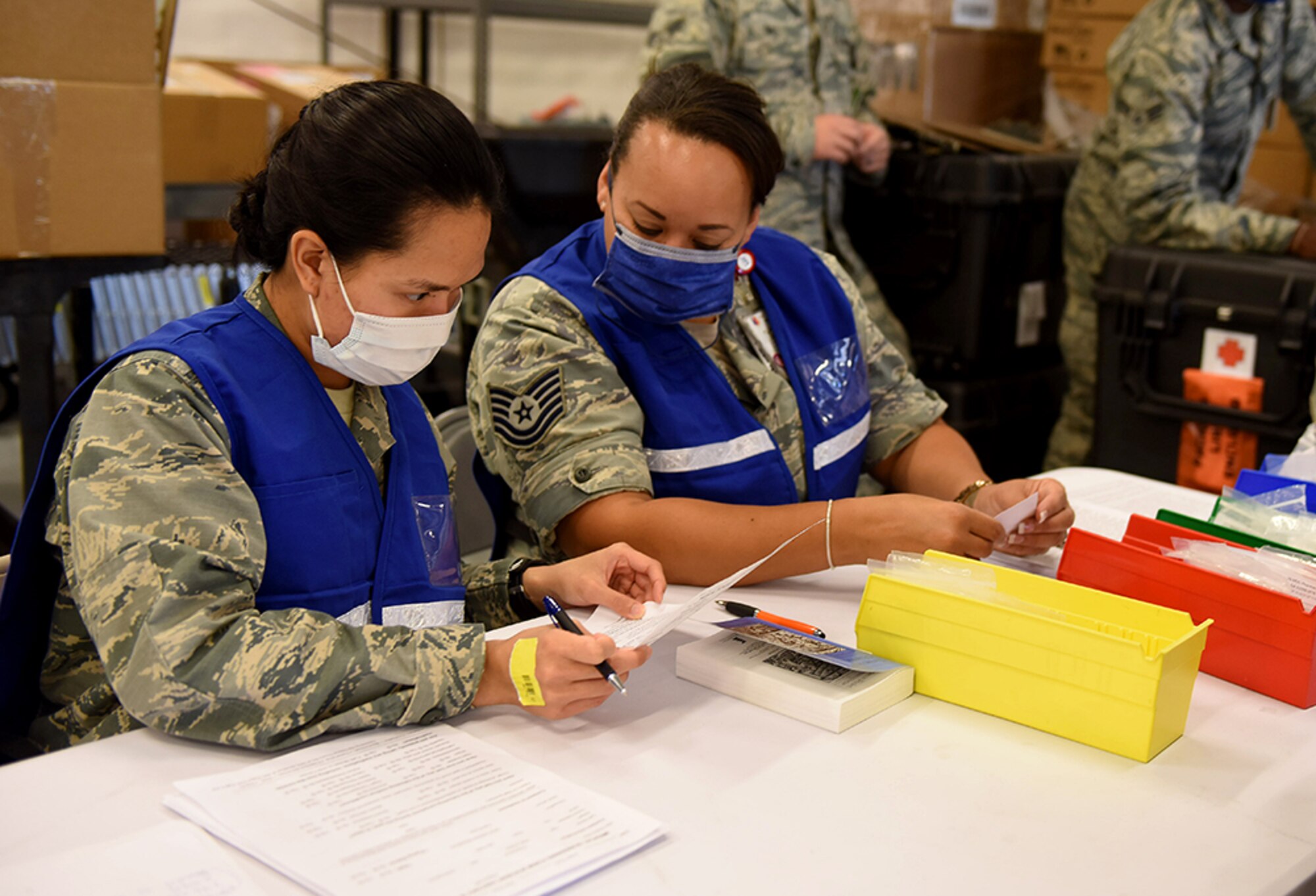 The 78th Medical Group recently conducted a Disease Containment Point of Distribution, or PoD, exercise from its warehouse facility. The event tested the group’s ability to respond to the needs of Robins’ mission-essential personnel in the event of a major public health emergency within the community. (U.S. Air Force photos/TOMMIE HORTON)