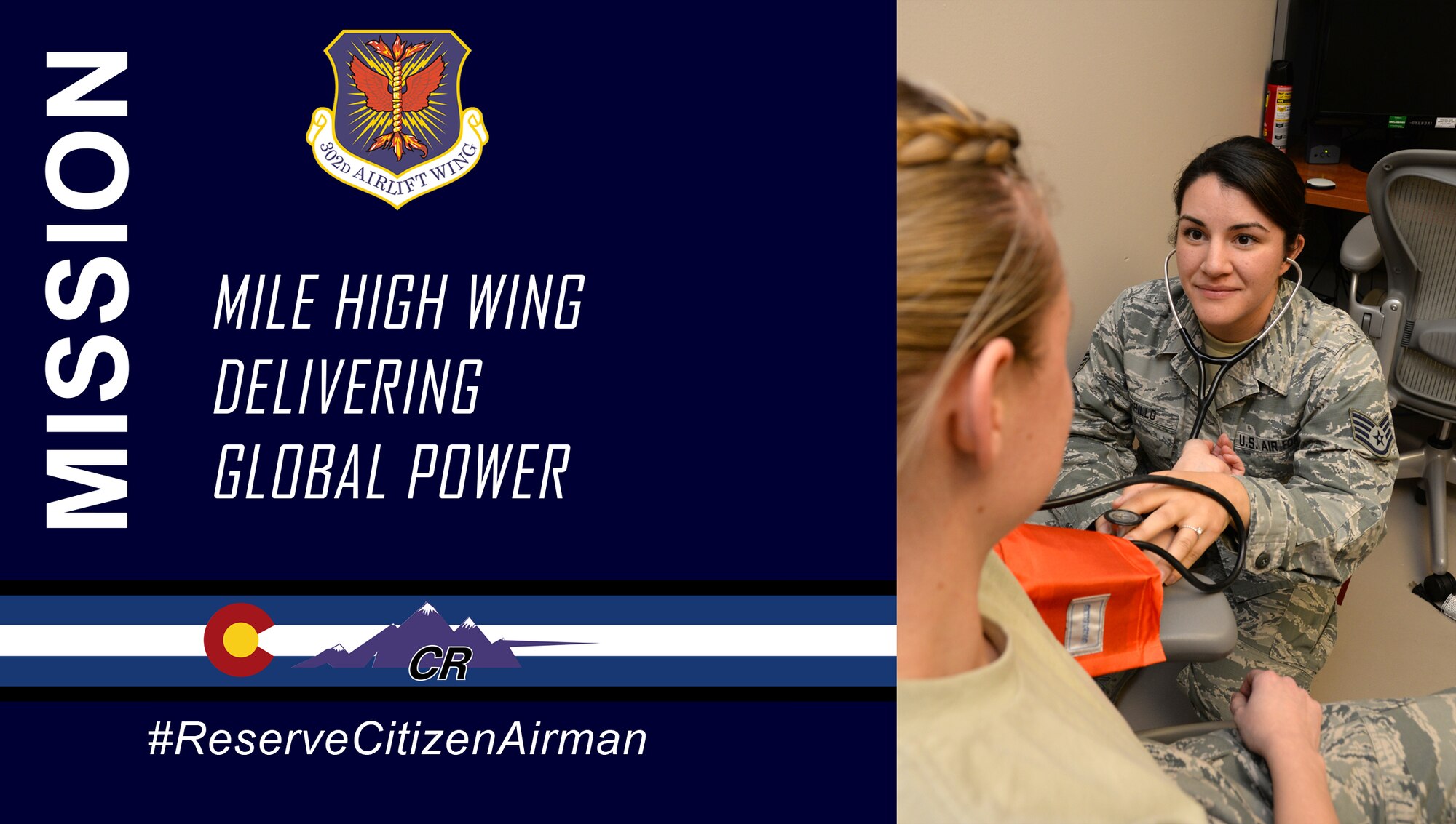 Staff Sgt. Erin Carrillo, a 302nd Aeromedical Staging Squadron medical technician, is a Reserve Citizen Airman with the Mile High Wing playing a critical role in ensuring the medical readiness of 302nd Airlift Wing reservists.