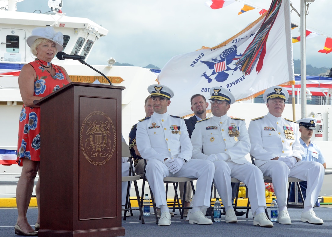 Image of the Coast Guard Cutter Oliver Berry commissioning in Honolulu, Hawaii