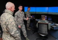 Chief Master Sgt. Alan Boling, Eighth Air Force command chief, visited Minot Air Force Base, N.D., Oct. 31, 2017. During his visit, Boling toured the Air Traffic Control tower, the alert facility and the B-52H Stratofortress parking areas.