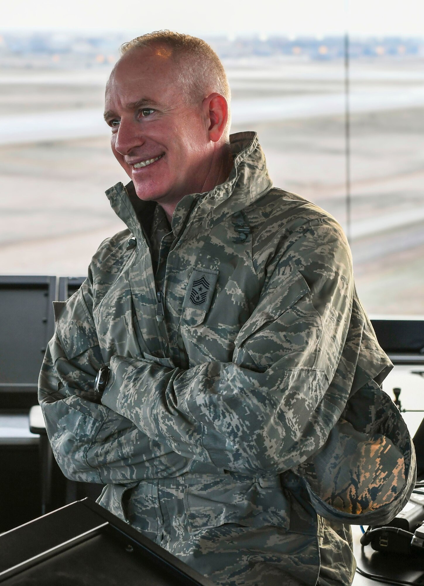 Chief Master Sgt. Alan Boling, Eighth Air Force command chief, visited Minot Air Force Base, N.D., Oct. 31, 2017. During his visit, Boling toured the Air Traffic Control tower, the alert facility and the B-52H Stratofortress parking areas.