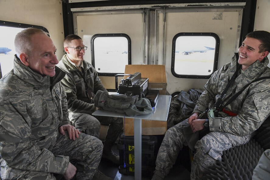 Chief Master Sgt. Alan Boling, Eighth Air Force command chief, visited Minot Air Force Base, N.D., Oct. 31, 2017. During his visit, Boling toured the Air Traffic Control tower, the alert facility and the B-52H Stratofortress parking areas.