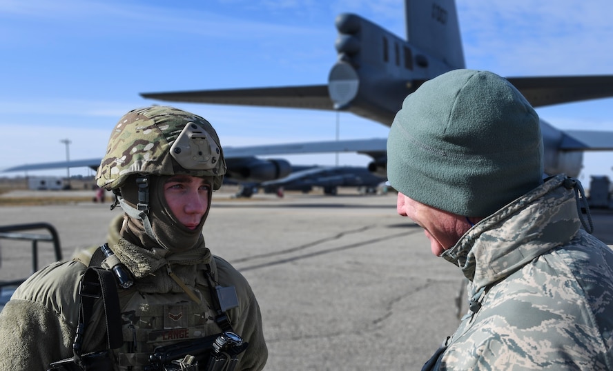 Chief Master Sgt. Alan Boling, Eighth Air Force command chief, visited Minot Air Force Base, N.D., Oct. 31, 2017. During his visit, Boling toured the Air Traffic Control tower, the alert facility and the B-52H Stratofortress parking areas.