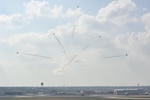 Members of the U.S. Air Force Aerial Demonstration Squadron “Thunderbirds” perform during the 2017 Joint Base San Antonio and Open House rehearsal day Nov. 3, 2017, at JBSA-Lackland, Kelly Field, Texas. Air shows allow the Air Force to display the capabilities of our aircraft to the American taxpayer through aerial demonstrations and static displays.  (U.S. Air Force photo by Senior Airman Stormy Archer)