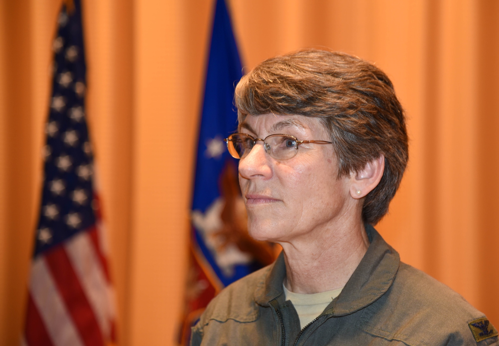Col Caroline Evernham, 927th Operations Group commander stands during an assumption of command ceremony at MacDill Air Force Base, FL on Nov 4, 2017. Evernham took the reins of the 927 OG after serving two years as the 931st Operations Group at McConnell Air Force Base, Kan. (U.S. Air Force photo by Staff Sgt. Xavier Lockley)