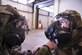 Staff Sgt. Keith Diamond, 434th Maintenance Squadron structural maintenance technician, left, tightens the hood of _ suite on Master Sgt. Kathy Castleberry, 434th Maintenance Group scheduler, chemical, biological, radiological and nuclear defense [CBRNE] training at Grissom Air Reserve Base, Ind.