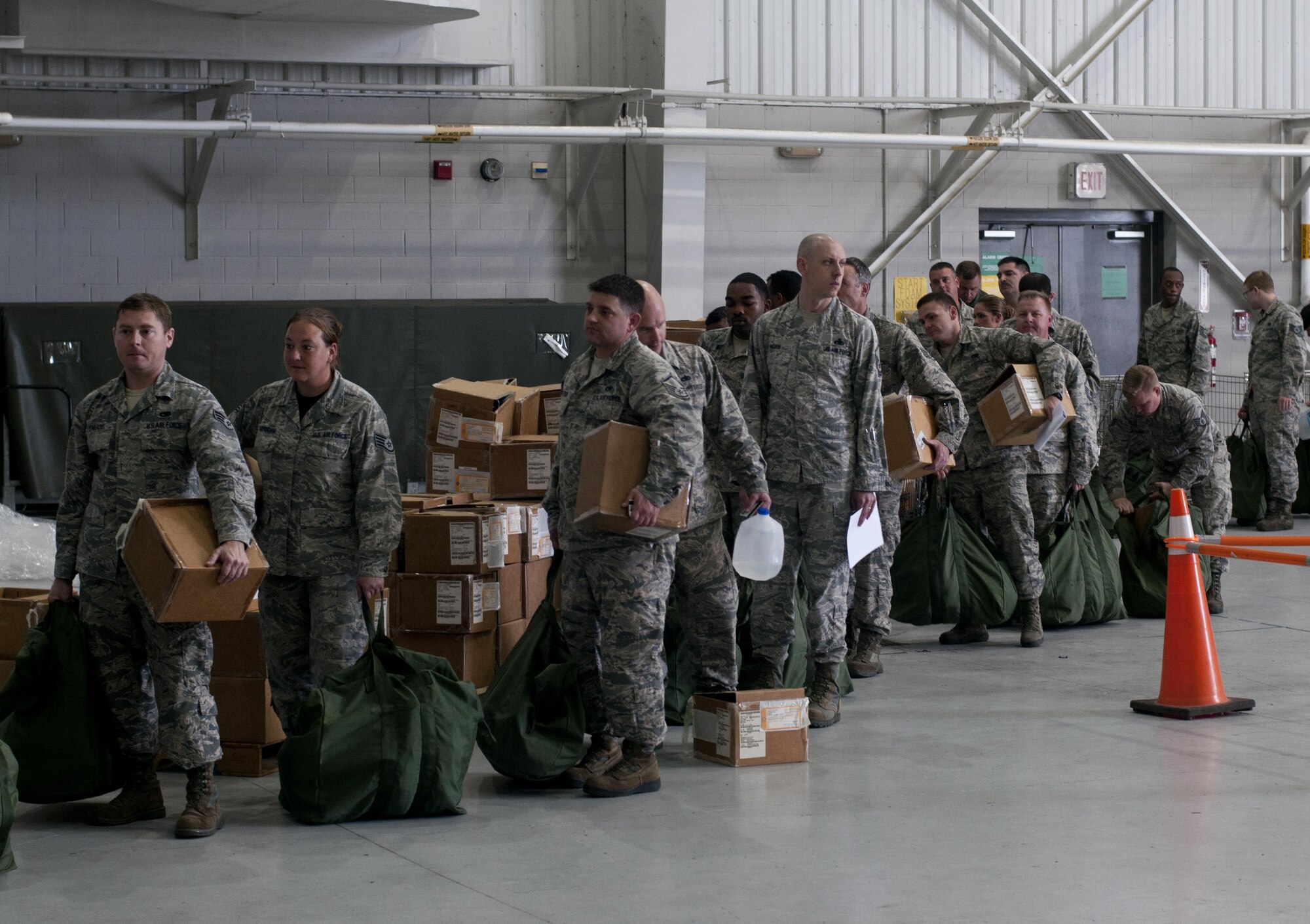 U.S. Air Force Airmen assigned to the 916th Air Refueling Wing participated in an Ability to Survive and Operate Rodeo at Seymour Johnson Air Force Base, N.C., Nov. 4, 2017. Approximately 300 Airmen, donned Mission-Oriented Protective Posture gear to test their ability to accurately and quickly change between postures, as well as performed tests to detect chemical agents in a potentially contaminated area.