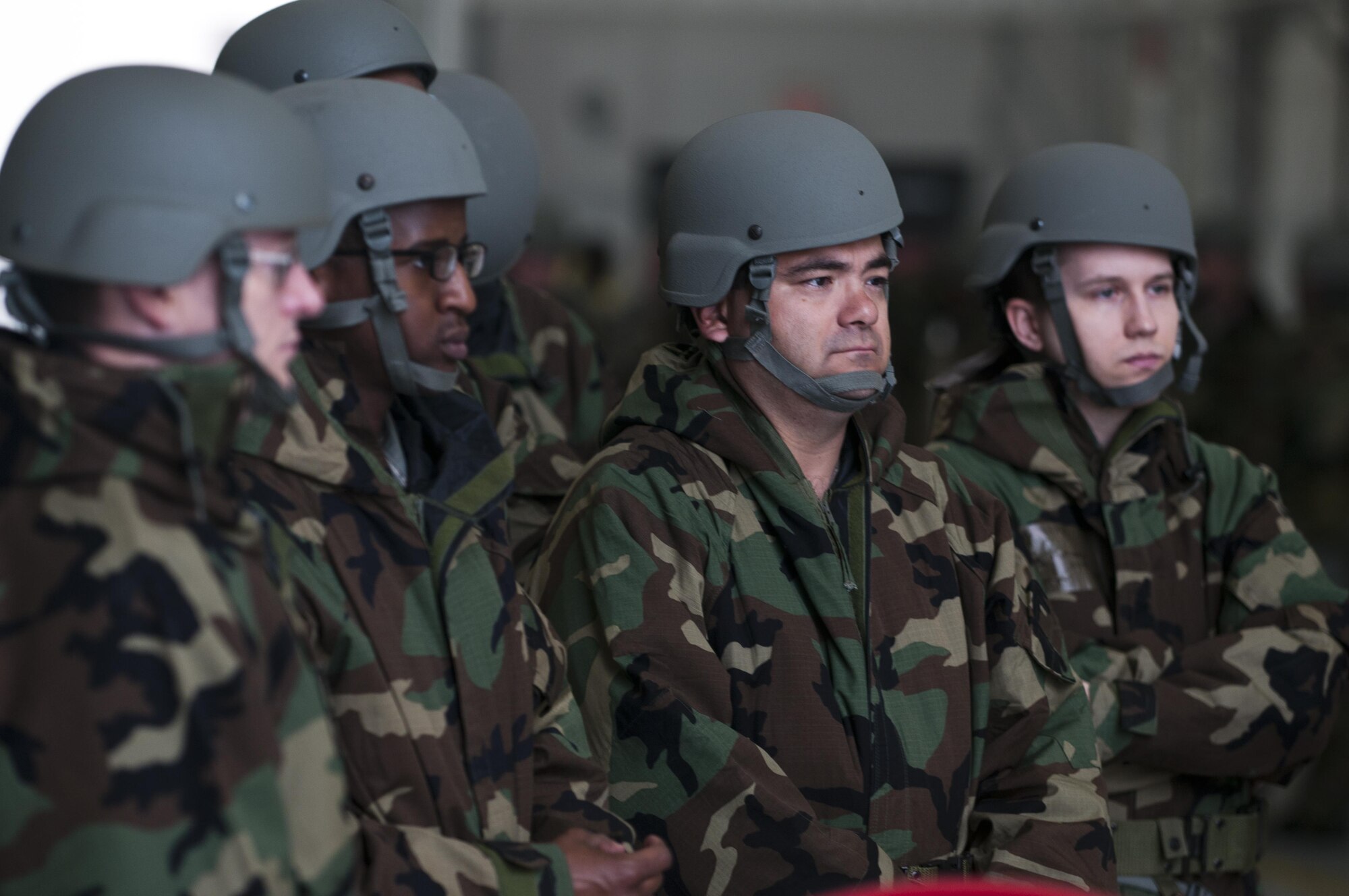 U.S. Air Force Airmen assigned to the 916th Air Refueling Wing participated in an Ability to Survive and Operate Rodeo at Seymour Johnson Air Force Base, N.C., Nov. 4, 2017. Approximately 300 Airmen, donned Mission-Oriented Protective Posture gear to test their ability to accurately and quickly change between postures, as well as performed tests to detect chemical agents in a potentially contaminated area.