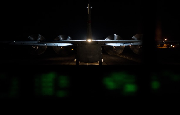 An 815th Airlift Squadron aircrew lands a C-130J Super Hercules aircraft at Keesler Air Force Base, Mississippi,  Nov. 3, 2017. The flight marked the squadron's return to a full operational capability status meaning they are ready to deploy and conduct the combat airlift mission. (U.S. Air Force photo by Staff Sgt. Shelton Sherrill)