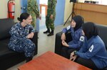 BRUNEI (Nov. 15, 2016) Lt. Cmdr. Meredith Dozier, operations officer attached to Destroyer Squadron Seven, participates in a women's symposium with members of the Royal Brunei Armed Forces during Cooperation Afloat Readiness and Training (CARAT) Brunei 2016, Nov. 15. CARAT is a series of annual maritime exercises between the U.S. Navy, U.S. Marine Corps and the armed forces of nine partner nations to include Bangladesh, Brunei, Cambodia, Indonesia, Malaysia, the Philippines, Singapore, Thailand, and Timor-Leste.
