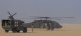 Army aeromedical evacuation helicopter with ambulance.