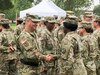 The 4th Brigade, 100th Training Division, officially transitioned to the 94th Training Division - Force Sustainment during a patch ceremony at Fort Sam Houston, Texas on Nov. 3, 2017. Soldiers assigned to the 4th Brigade serve as instructors for the 68 military occupational series. (U.S. Army Reserve Photo by Sgt. 1st Class Emily Anderson)