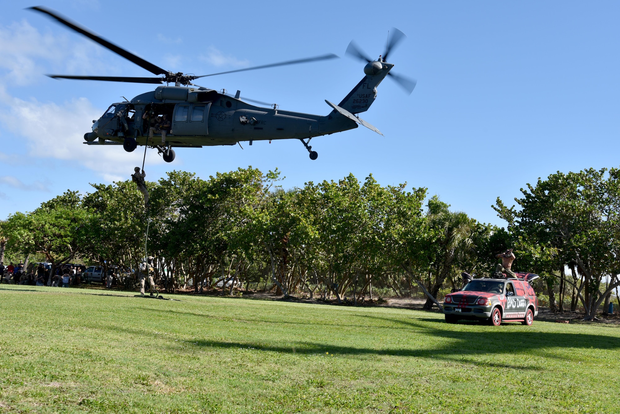 301st Rescue Squadron tactical demonstration at the 32nd Annual Muster and Music Festival Nov. 3