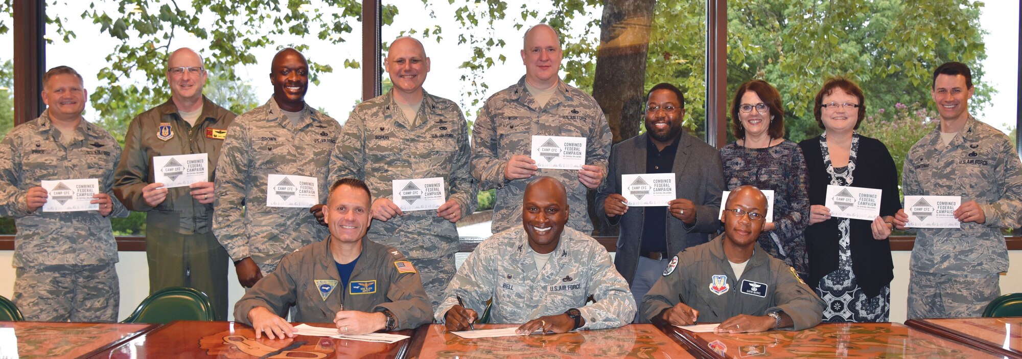 A group of senior leaders from across Tinker show their support for the Combined Federal Campaign. This year’s workplace charity campaign runs through Dec. 15.