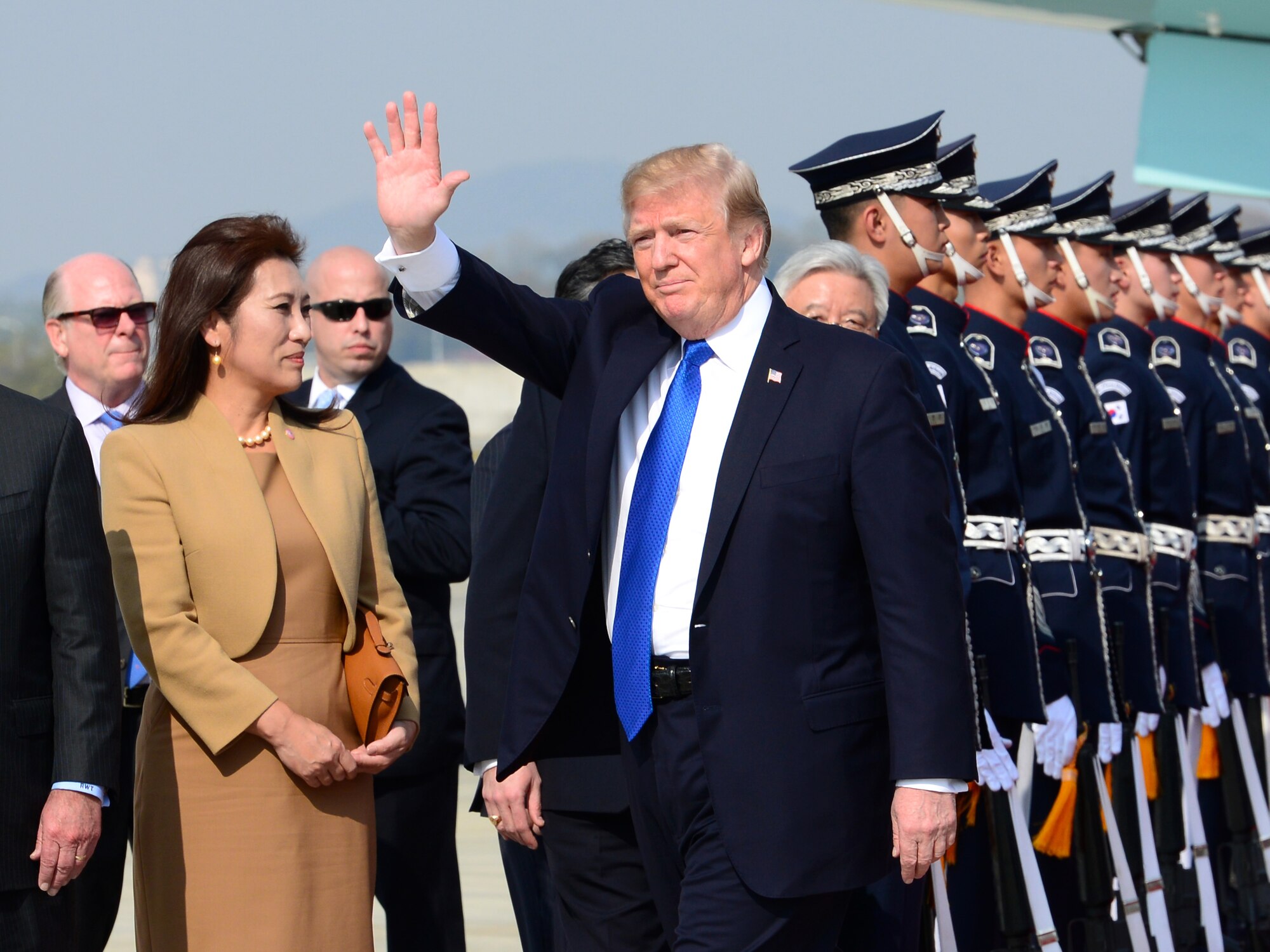 President Donald J. Trump lands at Osan