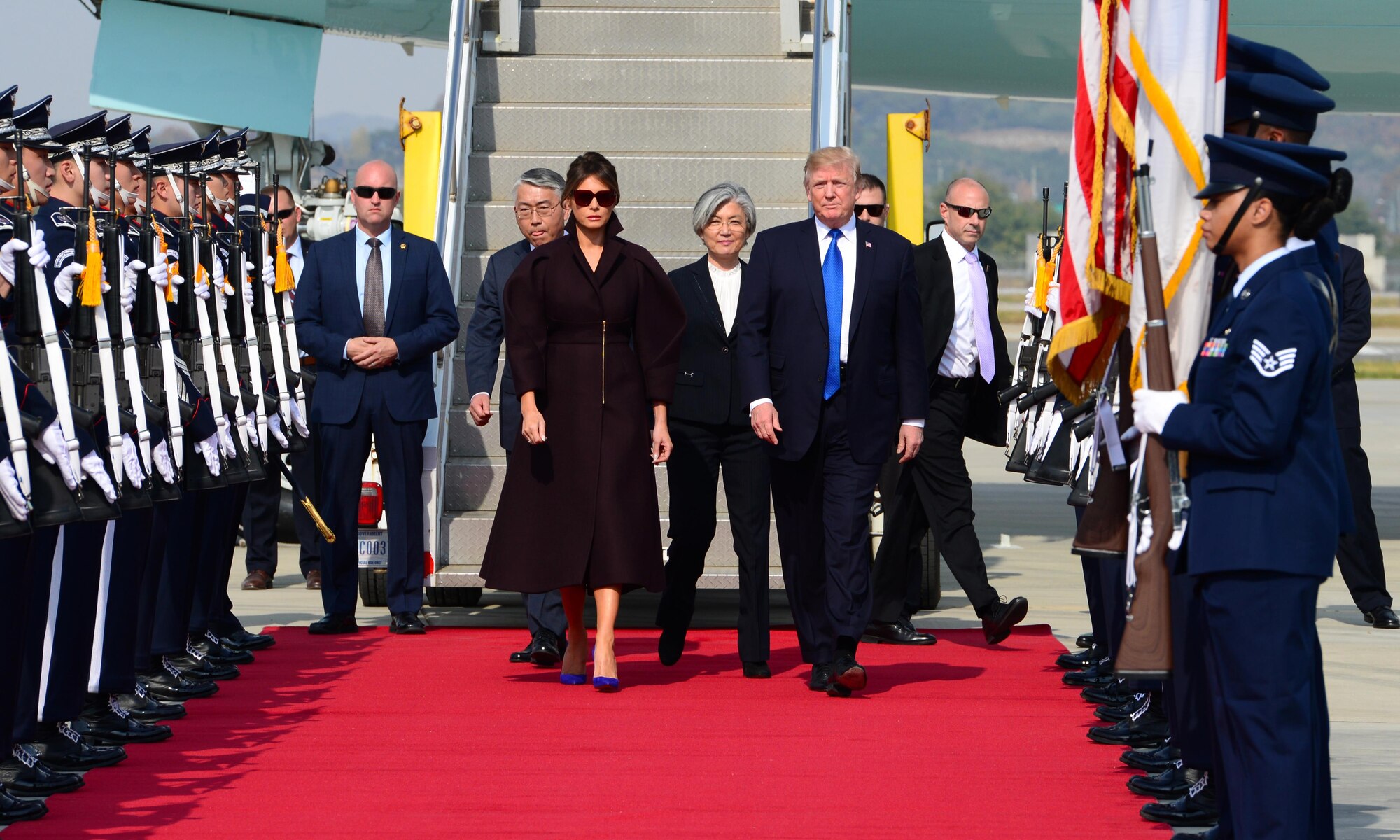 President Donald J. Trump lands at Osan