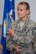 U.S. Air Force Reserve Chief Master Sgt. Kimberly Lord, superintendent, 913th Airlift Group, explains what new chief stripes mean to her during a promotion ceremony at Little Rock Air Force Base, Ark., Nov. 3, 2017.