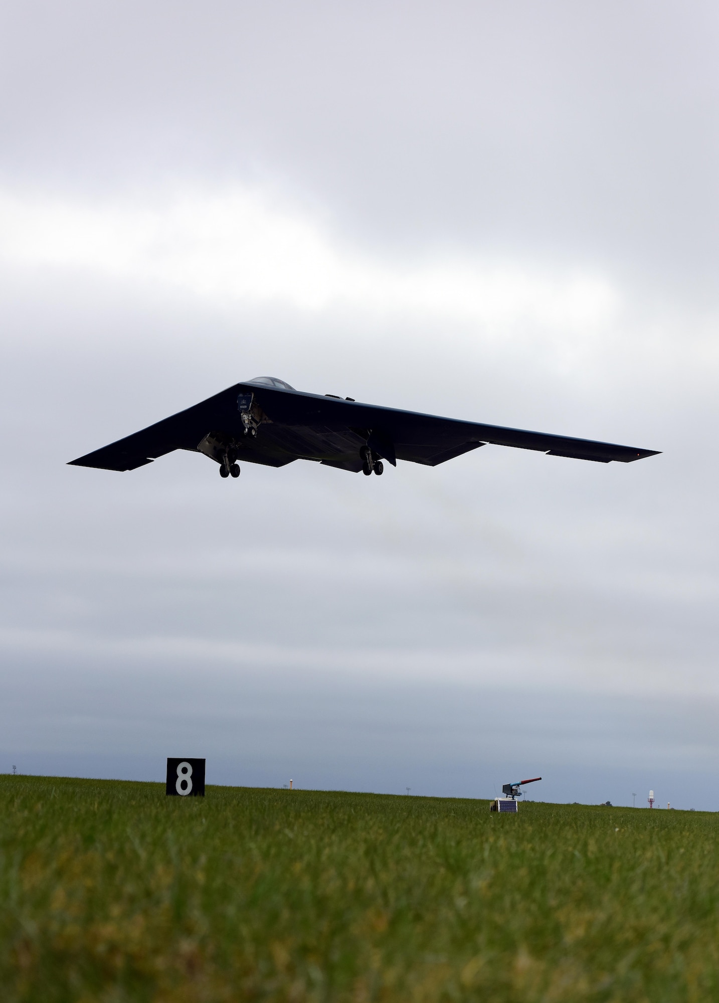 A U.S. Air Force B-2 Spirit takes off from Whiteman Air Force Base, Mo., Nov. 4, 2017, during exercise Global Thunder 2018.