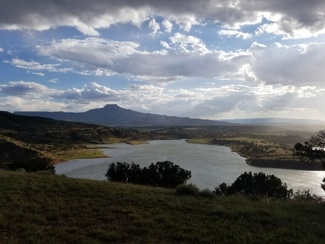 ABIQUIU LAKE, N.M. – Overcast skies over Cerro Pedernal and the lake, Aug. 1, 2017.