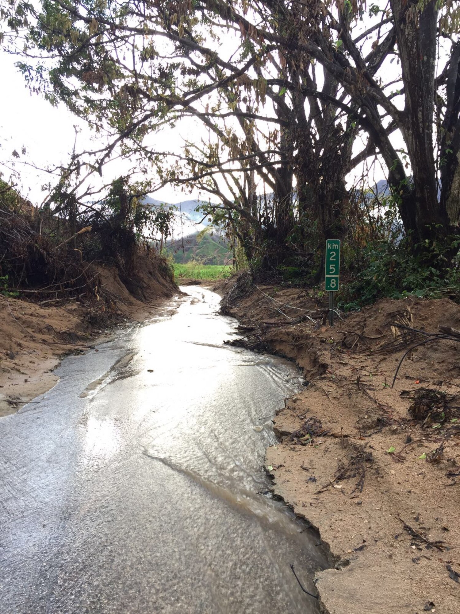 UTUADO, Puerto Rico – Washington Air National Guardsman Master Sgt. Richard Dessert travels the treacherous roads near Utuado in order to deliver Hurricane Maria relief supplies Oct. 5, 2017.  Dessert volunteered to deploy in support of his civilian employer, World Vision, to provide Hurricane Maria relief and IT support.  (Courtesy photo by Richard Dessert)