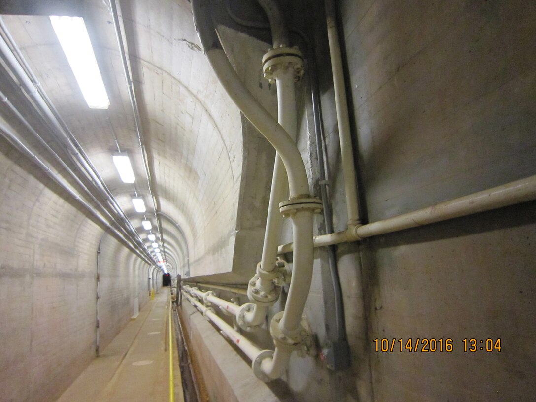 CONCHAS DAM, N.M. – The lower level operating gallery inside the dam, Oct. 14, 2017.