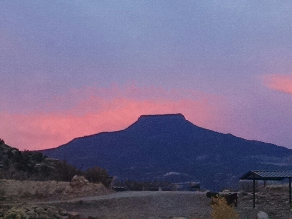 ABIQUIU LAKE, N.M. – Photo of Cerro Pedernal from the Riana Overlook Area, Feb. 1, 2017. Photo by Clarence Maestas. This was a 2017 Photo Drive entry.