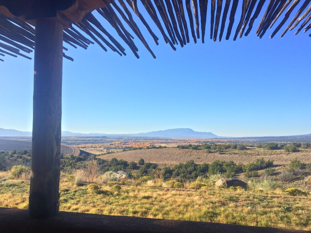 COCHITI DAM, N.M. -- Fall colors can be seen in the distance in this view from the Visitors Center, Oct. 26, 2017.