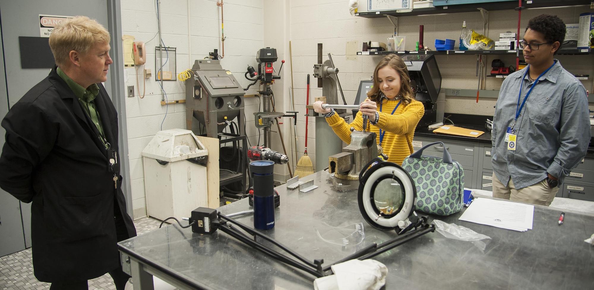 Area high schol students particiapate in a job shadow day at Wrigtht-Patterson Air Force Base, Ohio